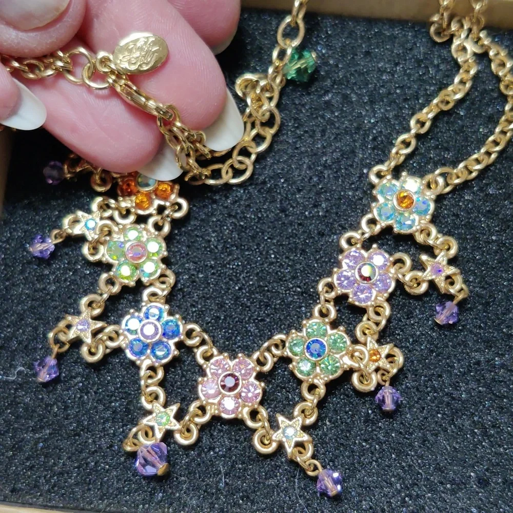 Kirks Folly (Rare Vintage) Crystal flower necklace, PERFECT STATEMENT PIECE - Picture 5 of 12